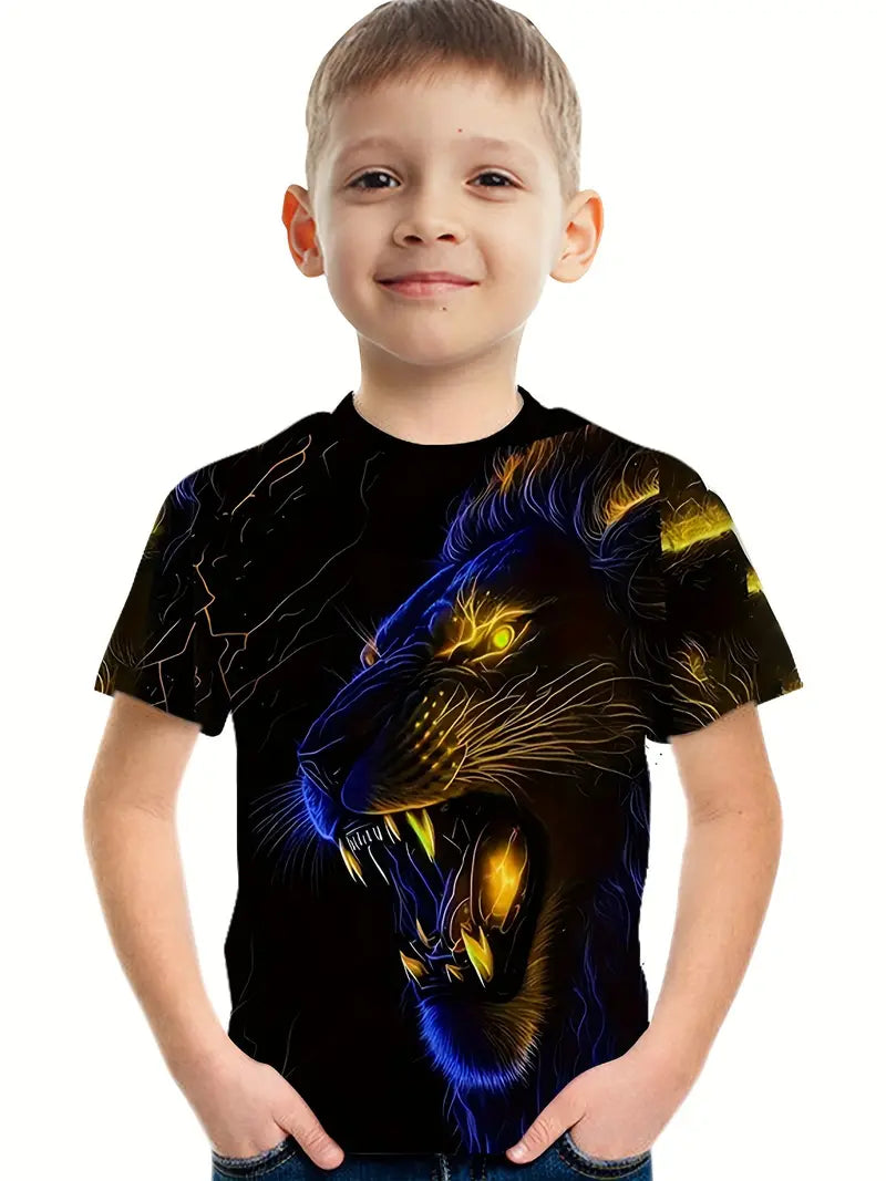 TCB-001/男の子 Cool Lion 3DプリントTシャツ キッズ 仕入れ