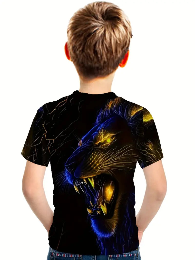 TCB-001/男の子 Cool Lion 3DプリントTシャツ キッズ 仕入れ