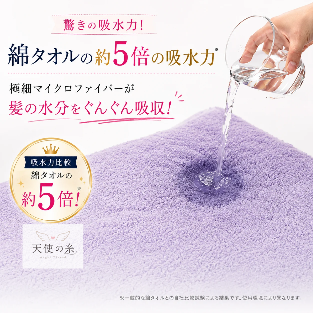 天使の糸【5枚セット】フェイスタオル マイクロファイバー ヘアタオル ヘアドライタオル 超吸水 速乾タオル 吸水タオル 吸水速乾 サロン品質 福袋